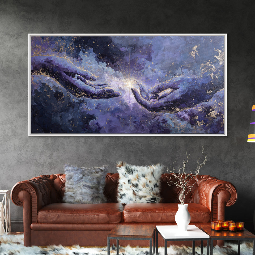 Tarot Cosmic Hand Holding a Glowing Star Canvas Print, Astrology Art, Astrology, Living Room Decor, Watercolor Art, Zodiac, AST-2x1-98