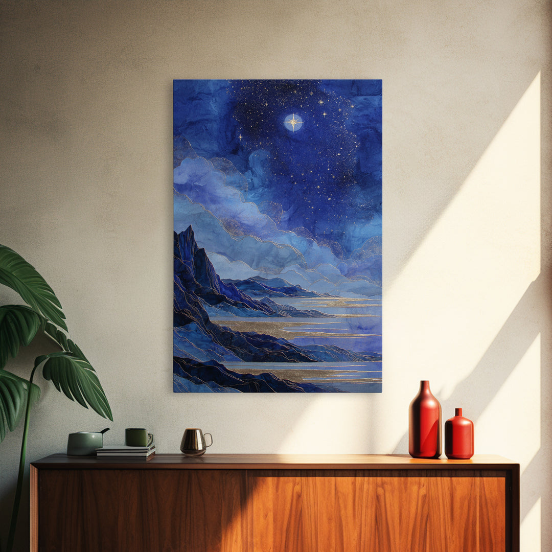 Ram Constellation Above Desert Cliffs at Night Canvas Print, Astrology Art, Gallery Decor, Living Room Decor, Fine Art, Zodiac, AST-2x3-16