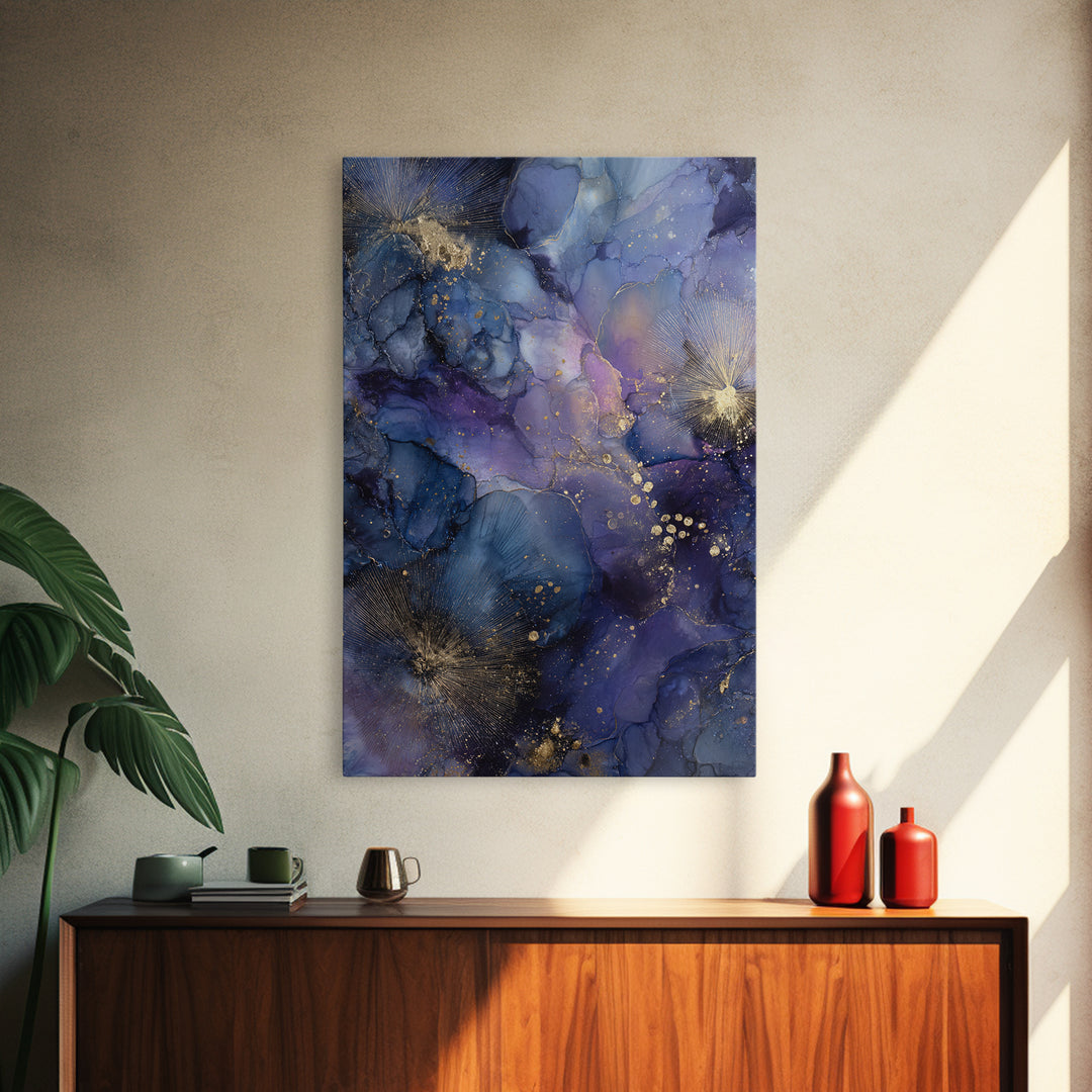 Dreamlike Night Garden Canvas Print, Astrology Art, Living Room Decor, Watercolor Art, Zodiac, Dtf Print, Celestial Wall Art, AST-2x3-54