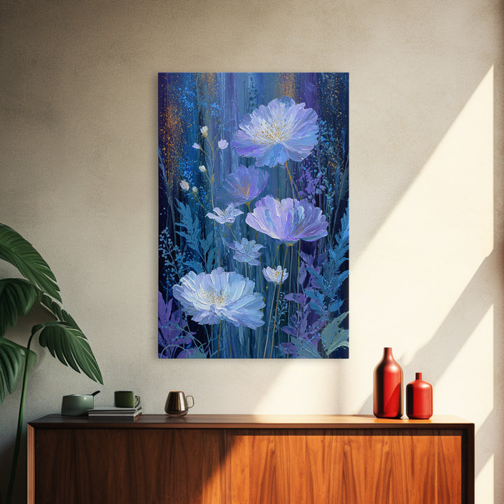 Dreamlike Night Garden Framed Canvas Print, Astrology Art, Minimalist Decor, Living Room Decor, Oil Painting, Zodiac, AST-2x3-6