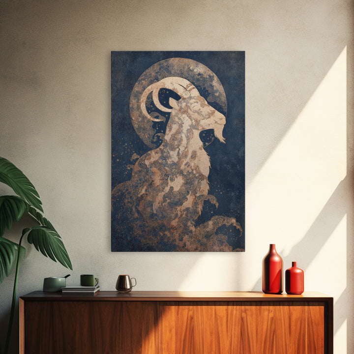 Capricorn Sea Goat Emerging from Cosmic Waves Canvas Print, Astrology Art, Zodiac Sign Print, Living Room Decor, Zodiac, AST-2x3-99