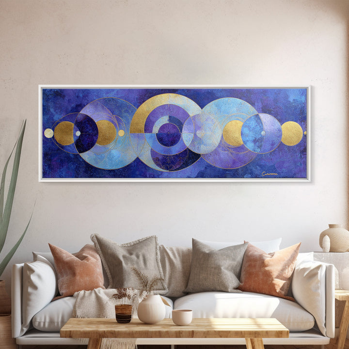 Celestial Twins Surrounded by Mirrored Moons Canvas Print, Astrology Art, Leo Wall Art, Living Room Decor, Abstract Art, Zodiac, AST-3x1-25