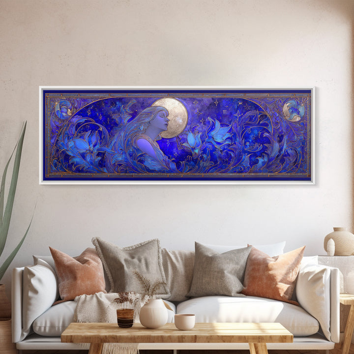 Art Nouveau Zodiac Woman Canvas Print, Astrology Art, Wall Decor, Living Room Decor, Fine Art, Zodiac, Home Decor, Poster, AST-3x1-40