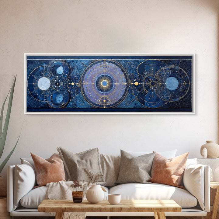 Birth Chart Geometry Framed Canvas Print, Astrology Art, Digital Wall Art, Living Room Decor, Fine Art, Zodiac, Astronomy Art, AST-3x1-47