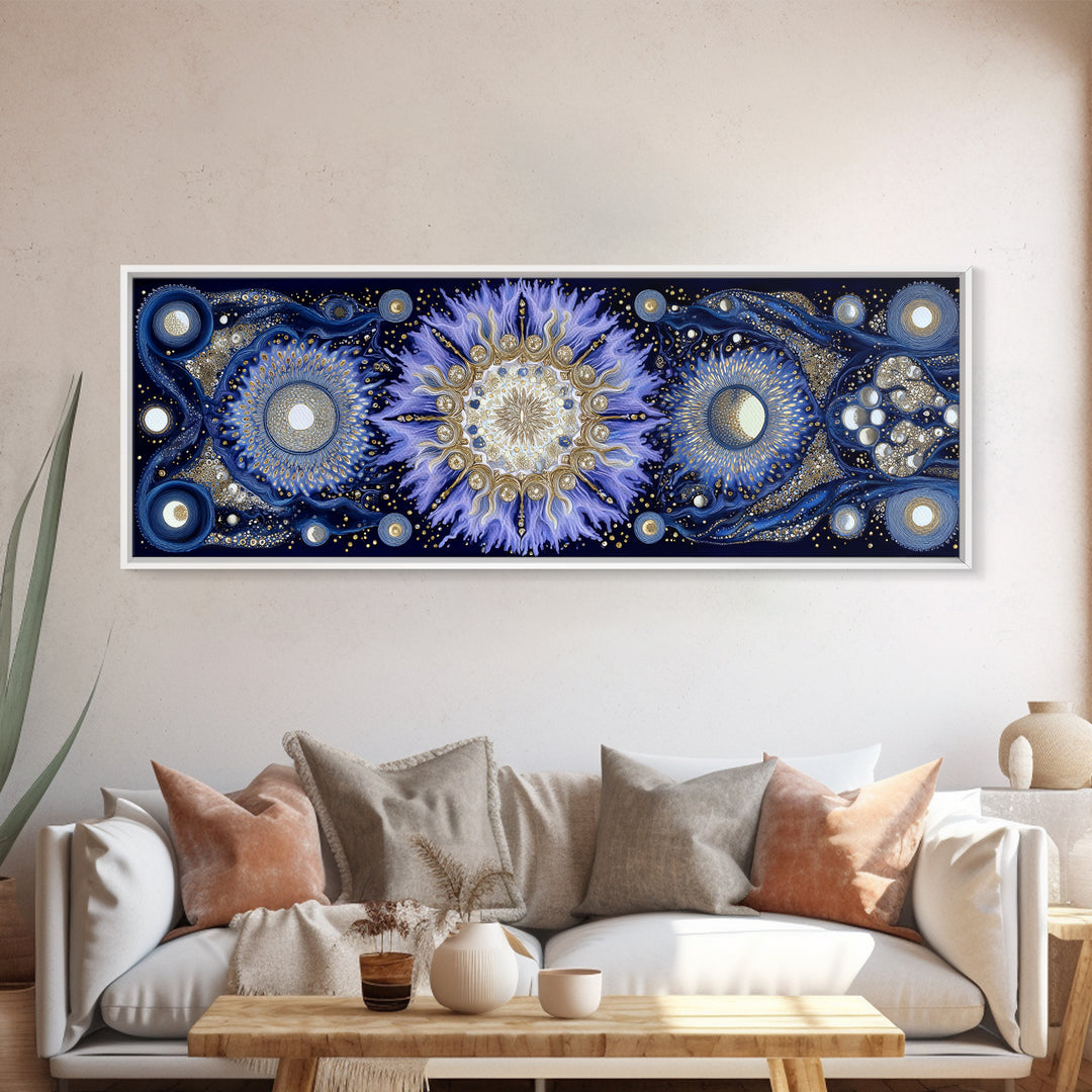 Capricorn Sea Goat Emerging from Cosmic Waves Framed Canvas Print, Astrology Art, Art Print, Living Room Decor, Zodiac, AST-3x1-59