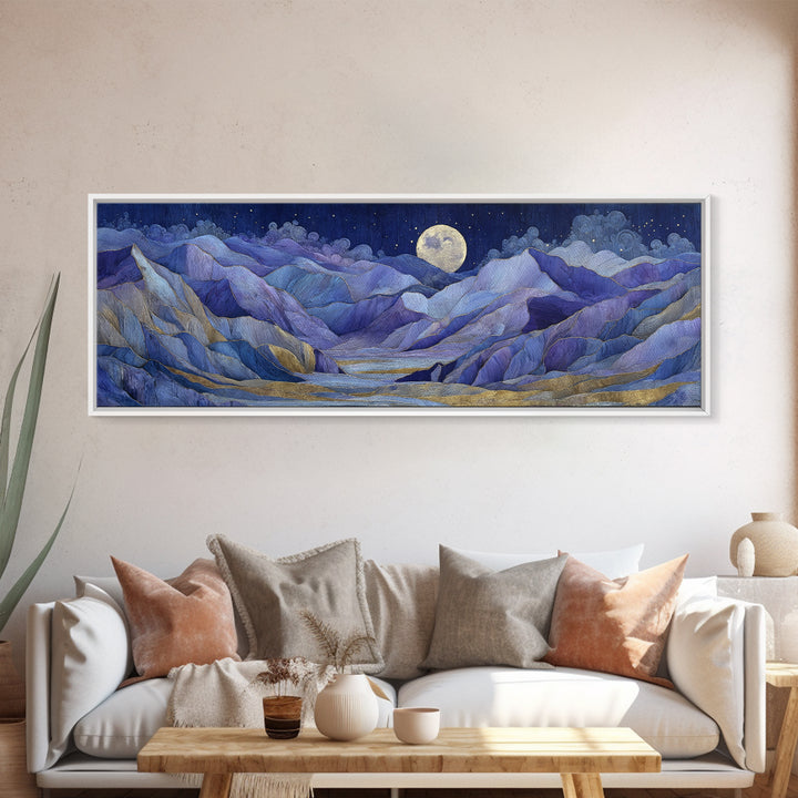 Ram Constellation Above Desert Cliffs at Night Framed Canvas Print, Astrology Art, Poster, Living Room Decor, Fine Art, Zodiac, AST-3x1-72