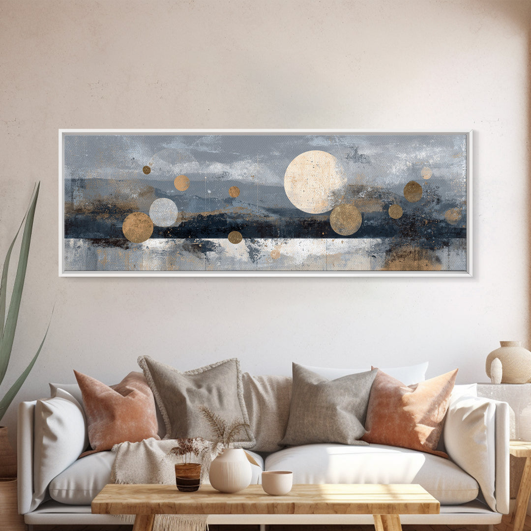 Lunar Phase Composition Framed Canvas Print, Astrology Art, Astronomy Print, Living Room Decor, Fine Art, Zodiac, AST-3x1-77