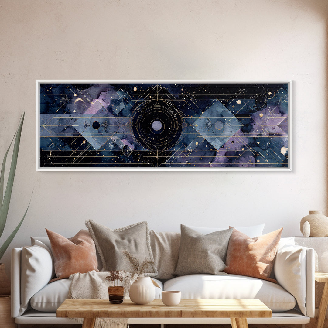 Birth Chart Geometry Canvas Print, Astrology Art, Digital Wall Art, Living Room Decor, Fine Art, Zodiac, Astronomy Art, AST-3x1-95