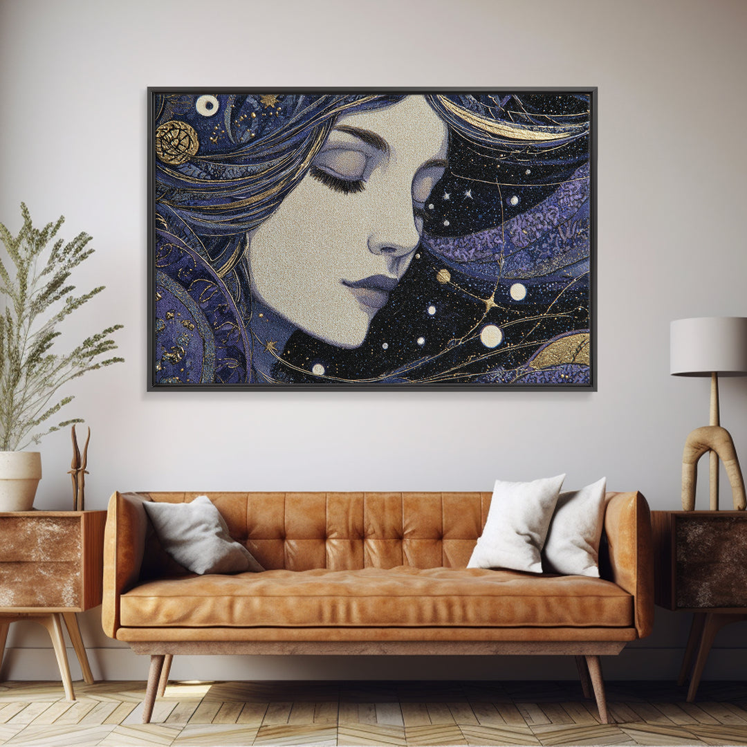 Art Nouveau Zodiac Woman Canvas Print, Astrology Art, Astrology Gifts, Living Room Decor, Oil Painting, Zodiac, Astronomy Print, AST-3x2-4