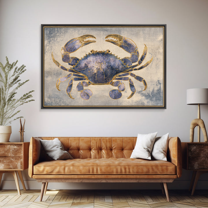 Celestial Crab under Glowing Ocean Moonlight Canvas Print, Astrology Art, Minimalist Decor, Living Room Decor, Oil Painting, AST-3x2-68