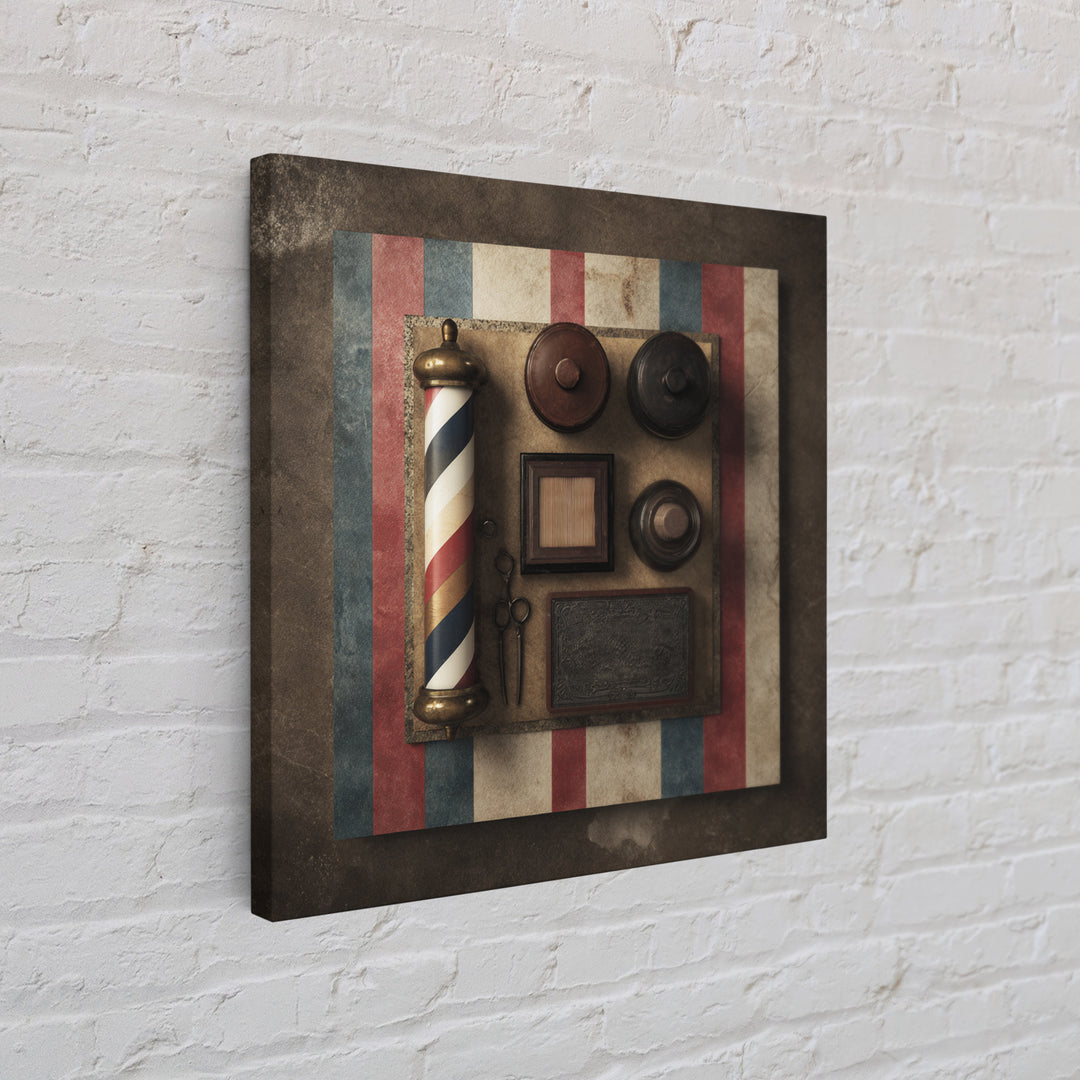 Red White and Blue Stripe Abstraction from Canvas Print, Barbershop Art, Home Decor, Barbershop Decor, Abstract Art, Grooming, BAA-1x1-89
