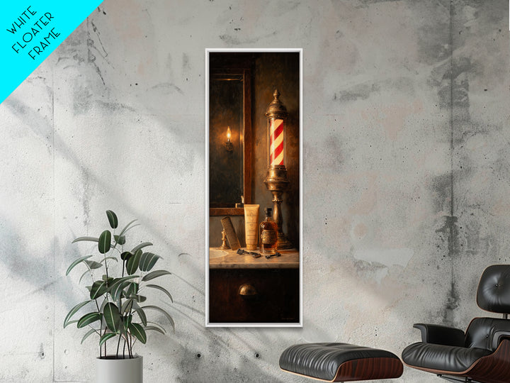 Whiskey and Straight Razor Masculine Still Life Canvas Print, Barbershop Art, Statement Artwork, Barbershop Decor, Grooming, BAA-1x3-19
