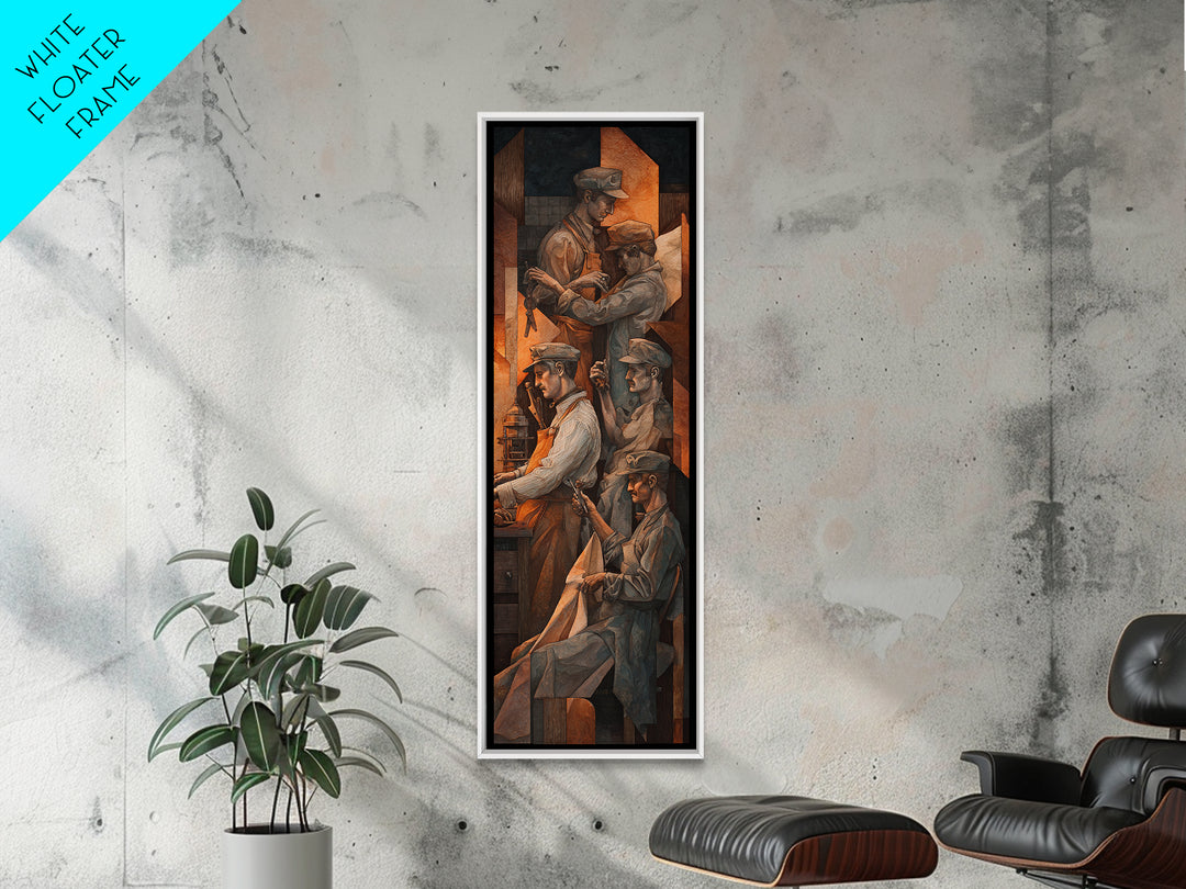 Barber Shop Quartet Musical Poster Without Interior Canvas Print, Barbershop Art, Oil Painting, Barbershop Decor, Grooming, BAA-1x3-81