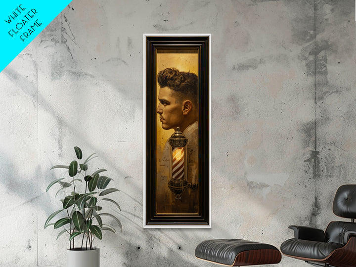 Classic Pompadour Portrait Canvas Print, Barbershop Art, Black Wall Art, Barbershop Decor, Fine Art, Grooming, Minimalist Art, BAA-1x3-89