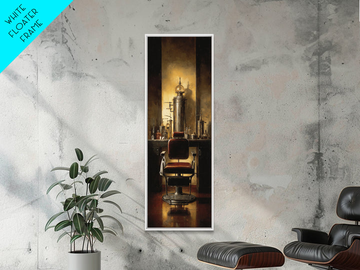 Barber Chair Silhouette Rendered as Iconic Graphic Canvas Print, Barbershop Art, Black Art Prints, Barbershop Decor, Grooming, BAA-1x3-95