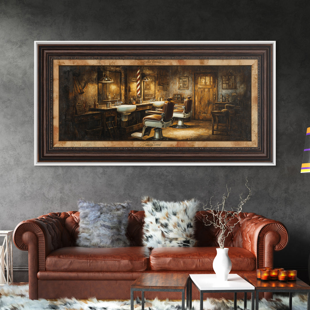 Retro Clipper Advertising Art Framed Canvas Print, Barbershop Art, Art Print, Barbershop Decor, Grooming, African American Art, BAA-2x1-43