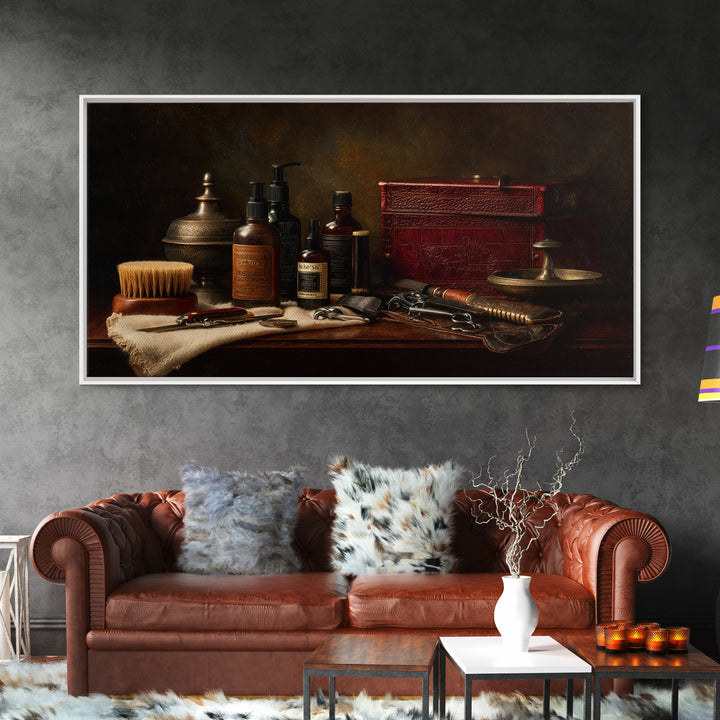 Classic Pompadour Portrait Canvas Print, Barbershop Art, Wall Art, Barbershop Decor, Fine Art, Grooming, Black Wall Art, BAA-2x1-73