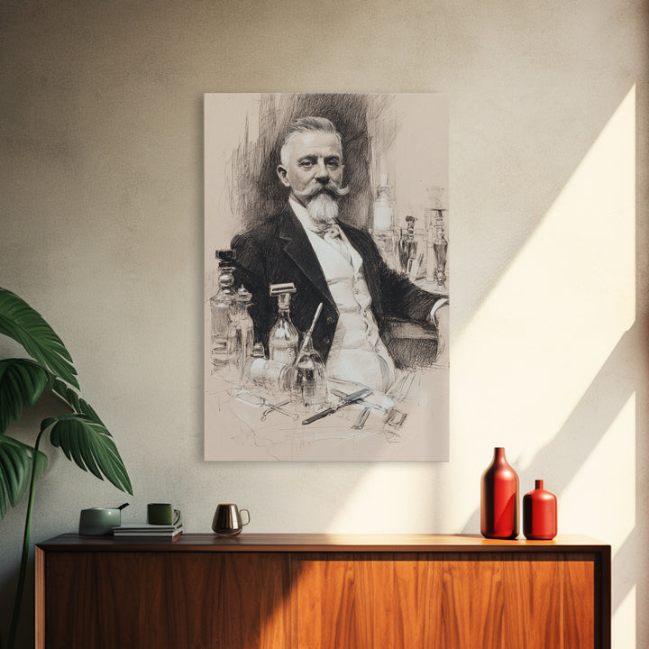 Black and White Portrait of a Sharply Framed Canvas Print, Barbershop Art, Home Decor, Barbershop Decor, Fine Art, Grooming, BAA-2x3-2
