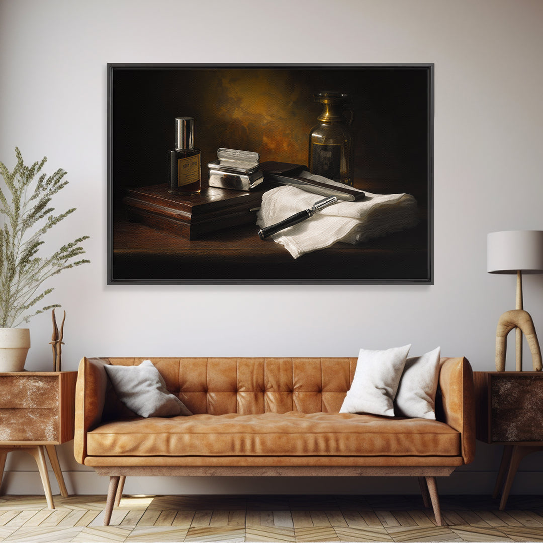 Black and White Portrait of a Sharply Canvas Print, Barbershop Art, Digital Art, Barbershop Decor, Oil Painting, Grooming, BAA-3x2-22