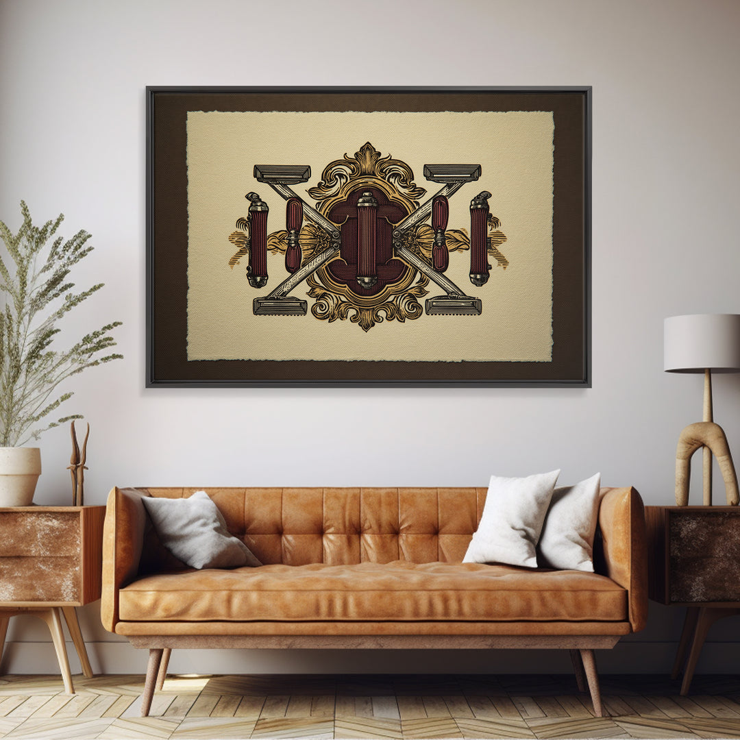 Bold Linocut Barber Emblem Canvas Print, Barbershop Art, Downloadable Art, Barbershop Decor, Fine Art, Grooming, Home Decor, BAA-3x2-76