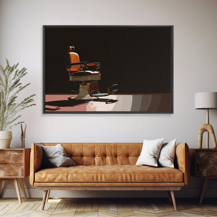 Barber Chair Silhouette Rendered as Iconic Graphic Canvas Print, Barbershop Art, Man Cave Decor, Barbershop Decor, Grooming, BAA-3x2-87