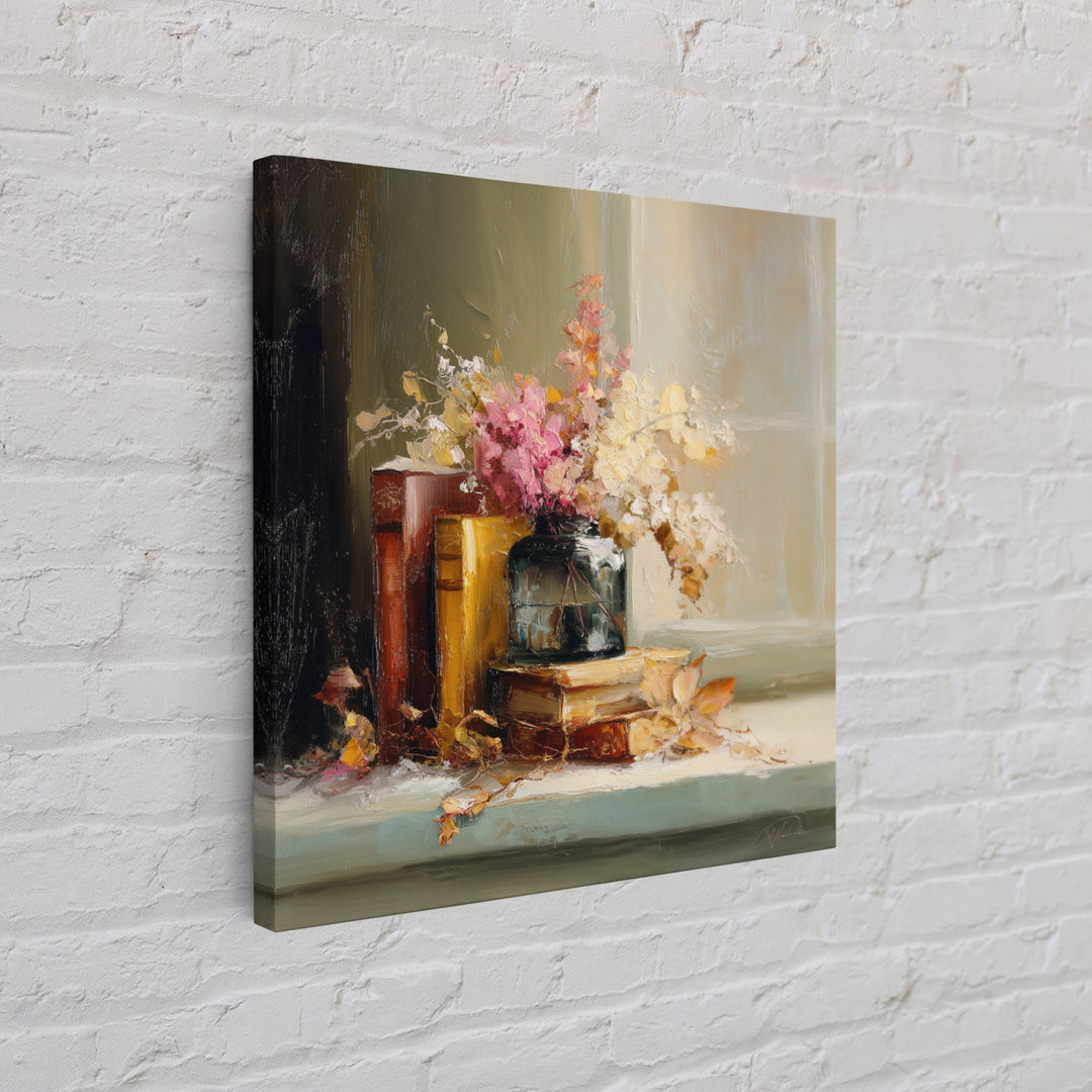 Warm Fireplace Still Life Canvas Print, Bed and Breakfast Art, Bedroom Wall Decor, Living Room Decor, Fine Art, BAB-1x1-18