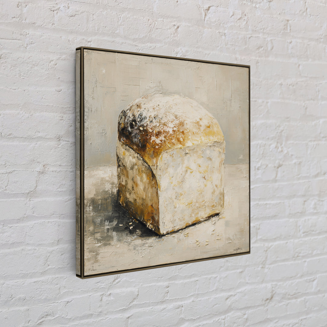 Freshly Baked Bread Framed Canvas Print, Bed and Breakfast Art, Abstract Art, Living Room Decor, Fine Art, Coffee Art, BAB-1x1-44