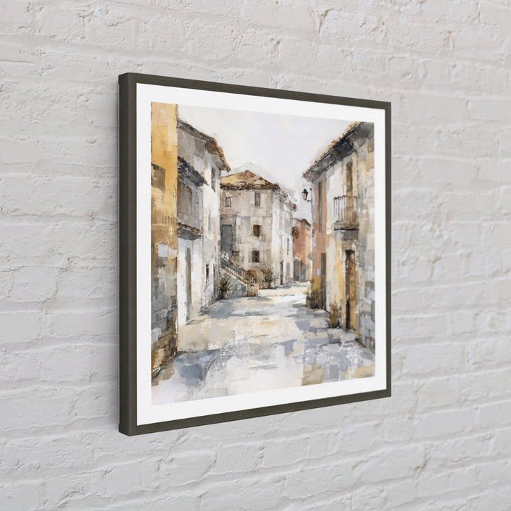 Soft Watercolor Village Street at Dawn Canvas Print, Bed and Breakfast Art, Fine Art Print, Living Room Decor, Fine Art, BAB-1x1-5