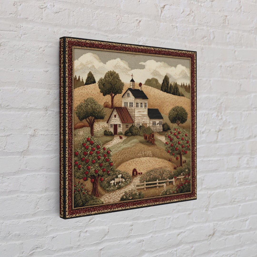 Apple Orchard Scene Framed Canvas Print, Bed and Breakfast Art, Boho Decor, Living Room Decor, Oil Painting, BAB-1x1-61