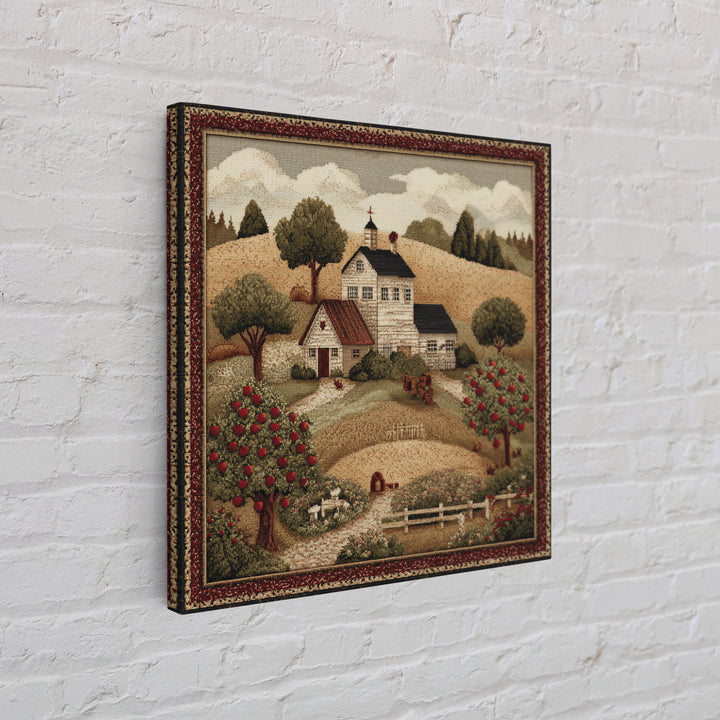 Apple Orchard Scene Framed Canvas Print, Bed and Breakfast Art, Boho Decor, Living Room Decor, Oil Painting, BAB-1x1-61