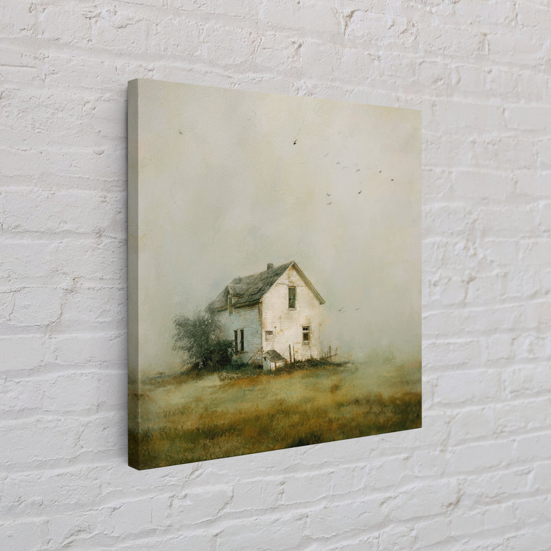 Old Farmhouse Landscape Framed Canvas Print, Bed and Breakfast Art, Boho Decor, Living Room Decor, Fine Art, BAB-1x1-79