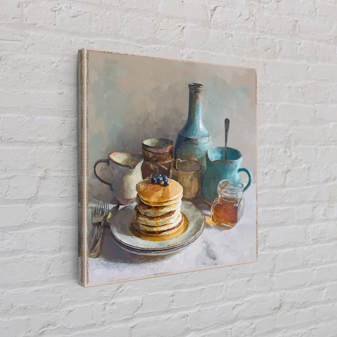 Blueberry Pancakes Still Life Framed Canvas Print, Bed and Breakfast Art, Fine Art Print, Living Room Decor, Fine Art, BAB-1x1-80