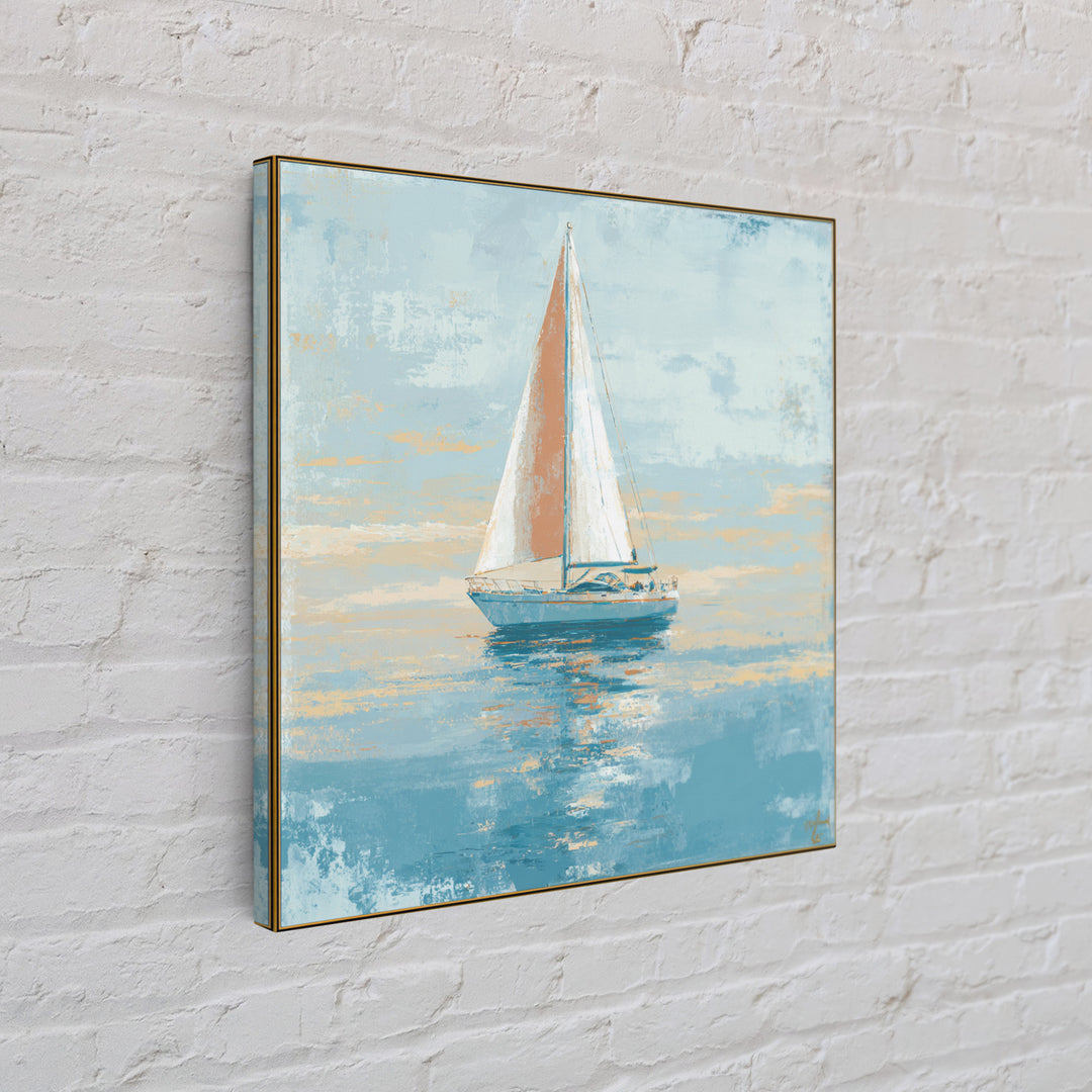 Coastal Inn Sailboat at Sunrise Canvas Print, Bed and Breakfast Art, Contemporary Art, Living Room Decor, Fine Art, BAB-1x1-89