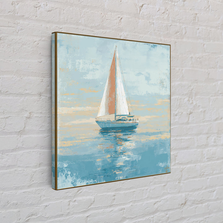 Coastal Inn Sailboat at Sunrise Canvas Print, Bed and Breakfast Art, Contemporary Art, Living Room Decor, Fine Art, BAB-1x1-89
