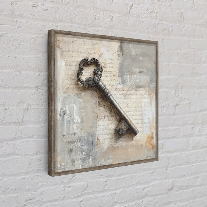 Antique Key and Handwritten Canvas Print, Bed and Breakfast Art, Statement Artwork, Living Room Decor, Fine Art Print, BAB-1x1-9