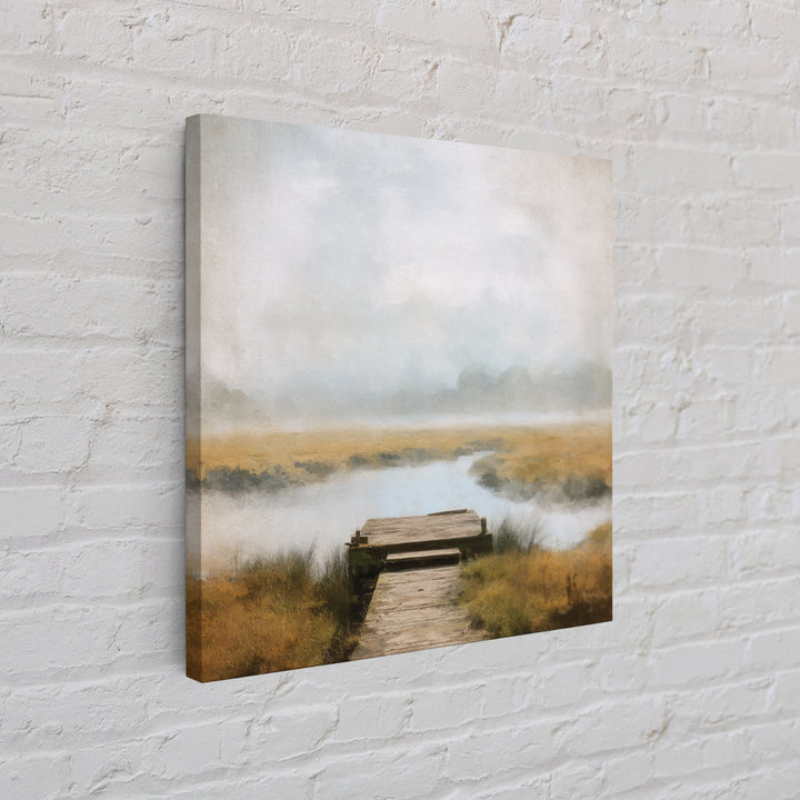 Quiet Lake Dock at Early Morning Canvas Print, Bed and Breakfast Art, Modern Decor, Living Room Decor, Fine Art, BAB-1x1-94