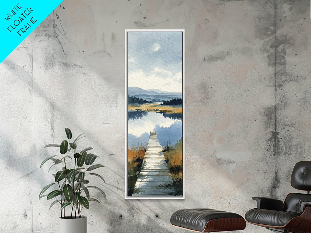 Quiet Lake Dock at Early Morning Canvas Print, Bed and Breakfast Art, Trendy Wall Art, Living Room Decor, Fine Art, BAB-1x3-10