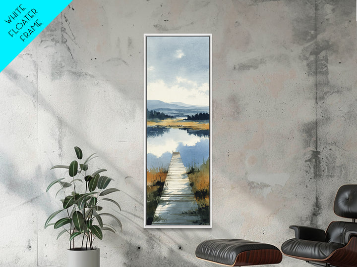 Quiet Lake Dock at Early Morning Canvas Print, Bed and Breakfast Art, Trendy Wall Art, Living Room Decor, Fine Art, BAB-1x3-10