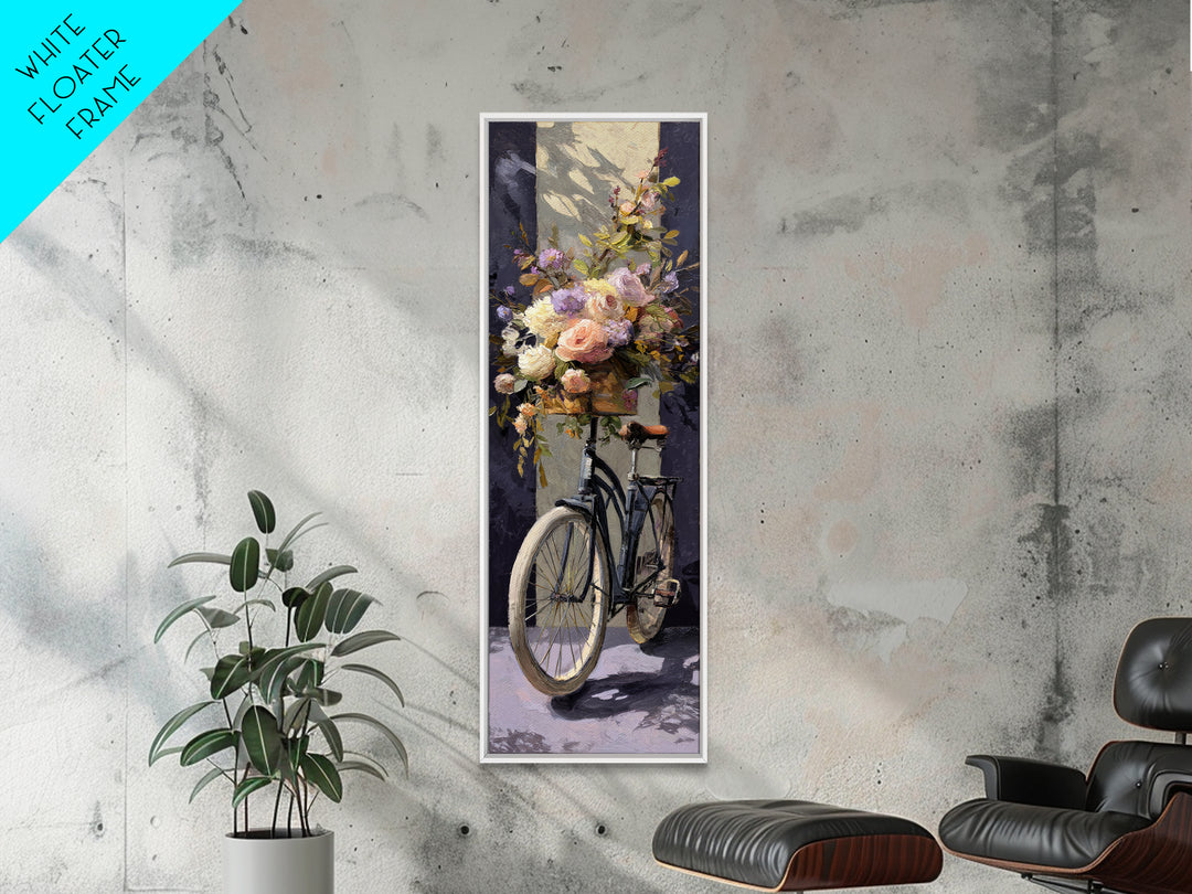 Old Bicycle with Flowers in Basket Canvas Print, Bed and Breakfast Art, Dopamine Decor, Living Room Decor, Fine Art, BAB-1x3-11