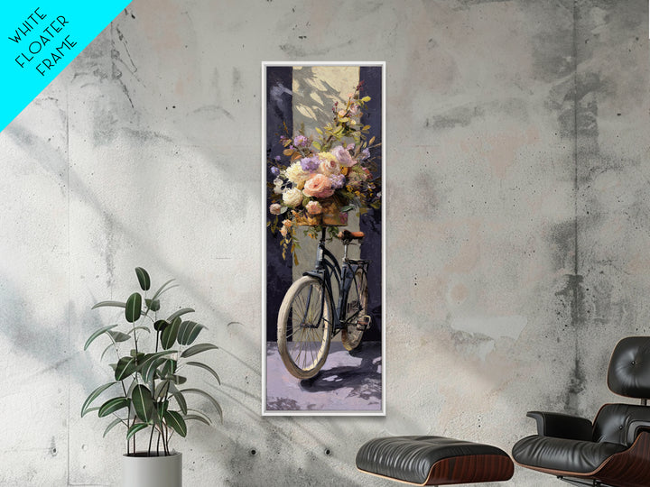 Old Bicycle with Flowers in Basket Canvas Print, Bed and Breakfast Art, Dopamine Decor, Living Room Decor, Fine Art, BAB-1x3-11