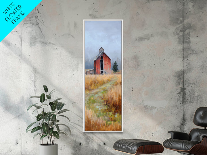 Old Farmhouse Landscape Framed Canvas Print, Bed and Breakfast Art, Wood Wall Art, Living Room Decor, Oil Painting, BAB-1x3-19