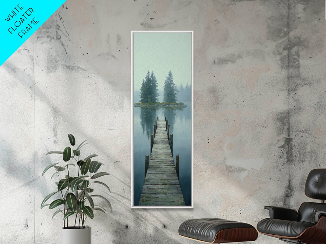 Quiet Lake Dock at Early Morning Canvas Print, Bed and Breakfast Art, Rustic Home Decor, Living Room Decor, Digital Art, BAB-1x3-34