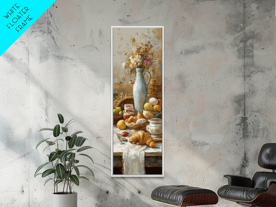 Fresh Croissants and Jam on a Linen Canvas Print, Bed and Breakfast Art, Gallery Decor, Living Room Decor, Fine Art, BAB-1x3-38