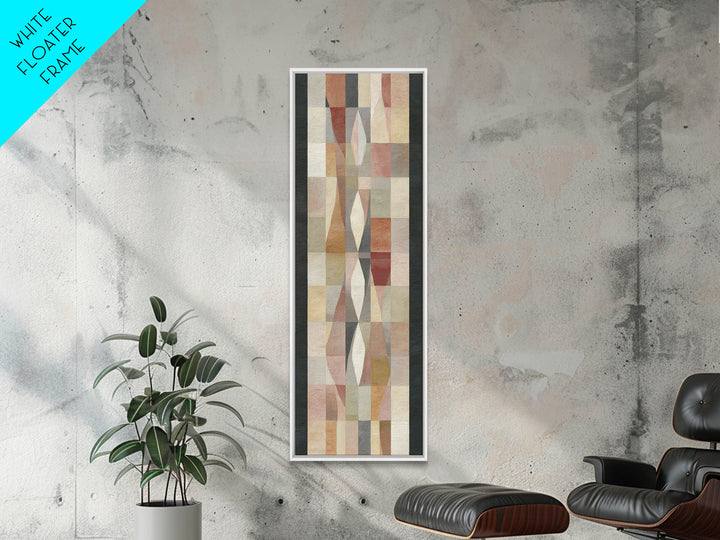 Quilt Pattern Folk Art Composition Framed Canvas Print, Bed and Breakfast Art, Bedroom Wall Art, Living Room Decor, Fine Art, BAB-1x3-47