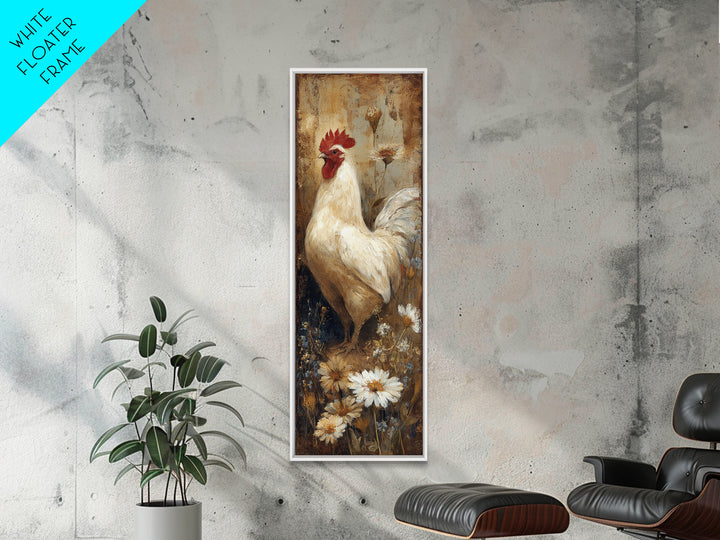 Rooster and Wildflower Country Portrait Canvas Print, Bed and Breakfast Art, Farmhouse Wall Decor, Living Room Decor, Fine Art, BAB-1x3-55