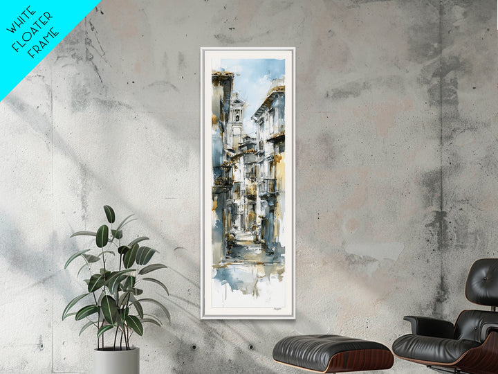 Soft Watercolor Village Street at Dawn Canvas Print, Bed and Breakfast Art, Print, Living Room Decor, Fine Art, BAB-1x3-65