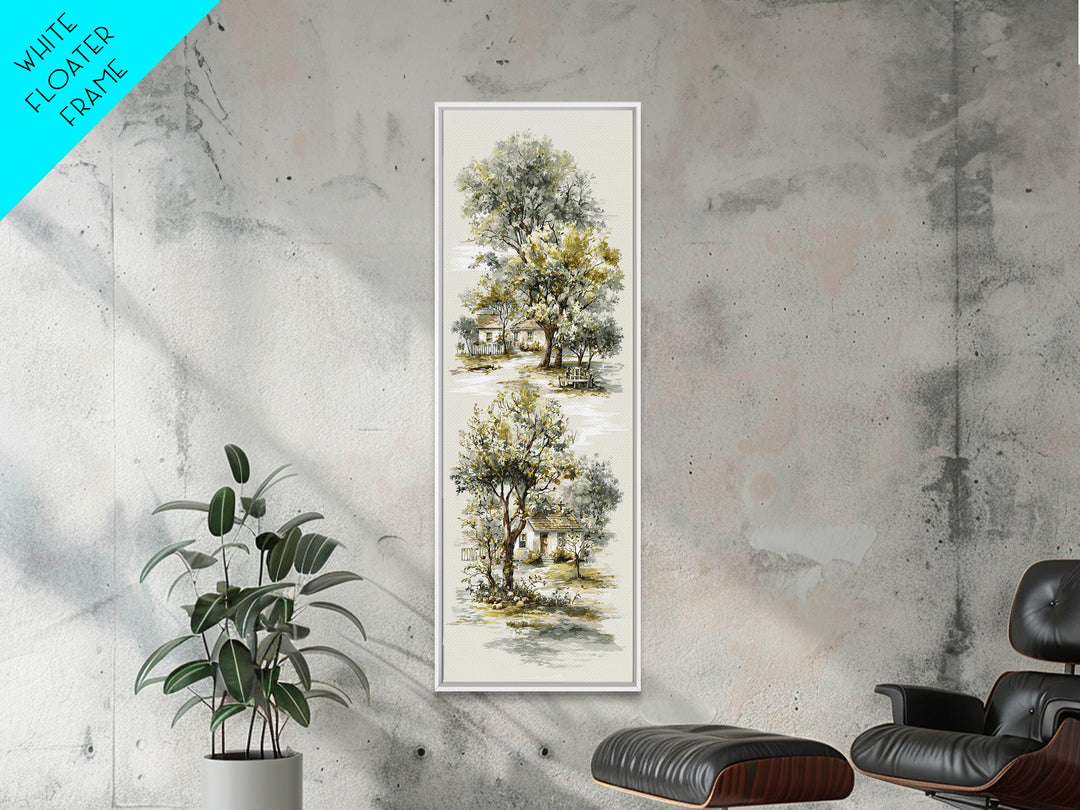 Apple Orchard Scene Canvas Print, Bed and Breakfast Art, Wood Wall Art, Living Room Decor, Fine Art, Farmhouse Wall Art, BAB-1x3-73
