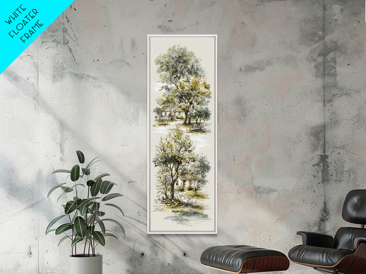 Apple Orchard Scene Canvas Print, Bed and Breakfast Art, Wood Wall Art, Living Room Decor, Fine Art, Farmhouse Wall Art, BAB-1x3-73