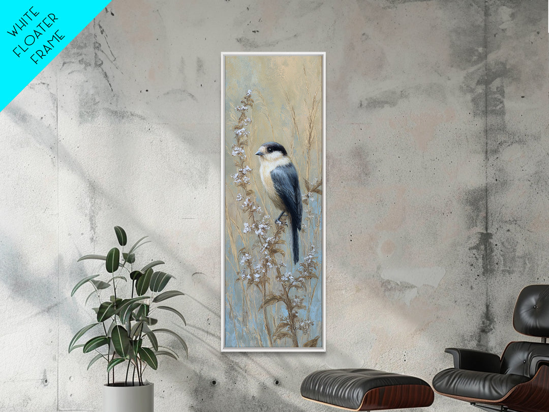 Small Bird on a Flowering Branch Framed Canvas Print, Bed and Breakfast Art, Fine Art Print, Living Room Decor, Watercolor Art, BAB-1x3-74