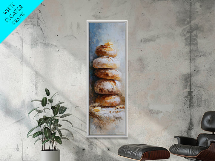 Freshly Baked Bread Framed Canvas Print, Bed and Breakfast Art, Contemporary Art, Living Room Decor, Fine Art, BAB-1x3-8